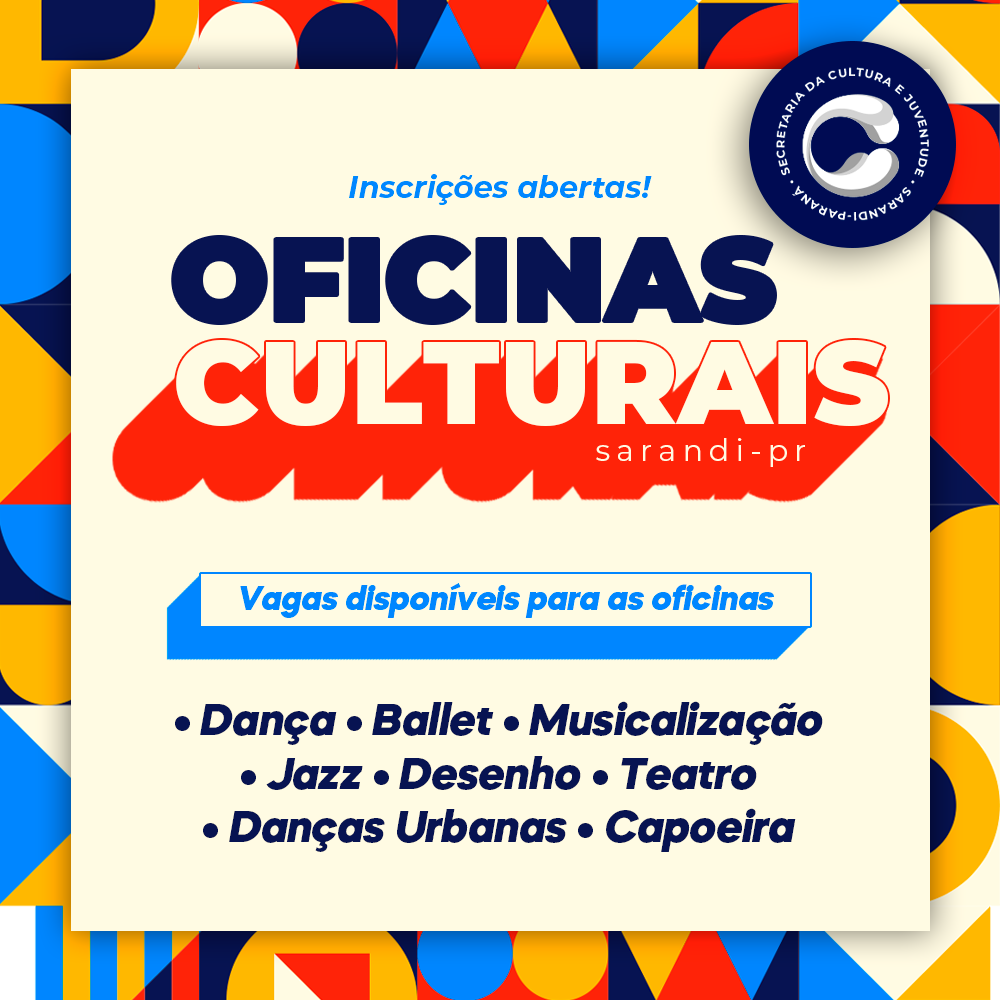 Secretaria de Cultura e Juventude de Sarandi abre inscrições para Oficinas Culturais gratuitas
